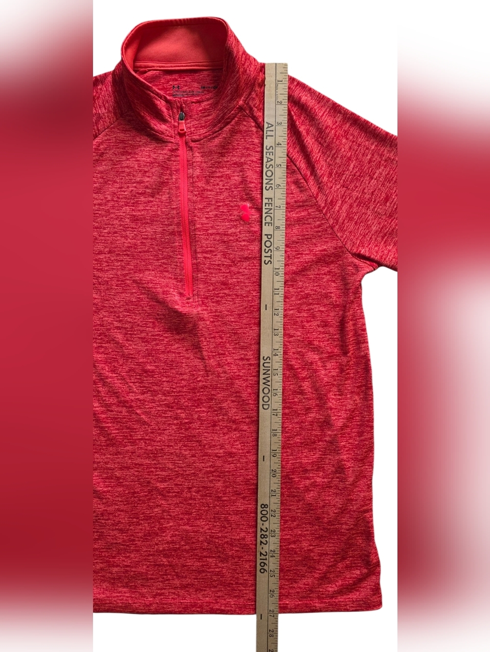 Under Armour Small Red Space Dye Heat Gear 1/4 Zip Performance Workout Pullover - Picture 8 of 9